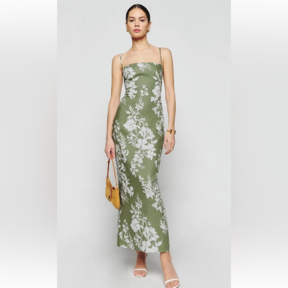 Reformation Frankie Linen dress in Willow